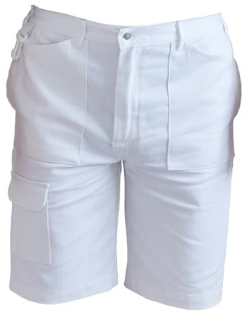ProDec Pantalones Cortos de Pintor para Hombre y Mujer, 100% algodón, de perforación, Blancos, de Trabajo, de Utilidad y Seguridad, decoradores, Cortos para Hombre y Mujer, Pantalones de Pintor