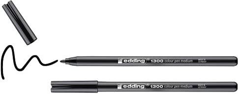 edding 1300 Pennarello colorato a tratto medio - nero - 2 pennarelli - punta arrotondata 2 mm - pennarello per disegnare e scrivere - Pennarello per la scuola, mandali, Bullet Journals