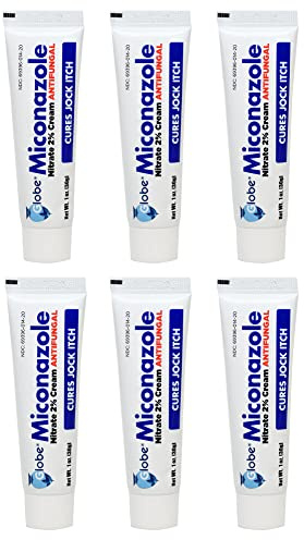Miconazole Globe (6 Pack) 2% Nitrate 2% Antifungal Cream, Cures Most Athletes Foot, Jock Itch, Ringworm and More. 1 OZ Tube