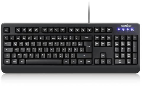 Perixx,11363,PERIBOARD-517 AA8Wasserdichte WaschbareTastatur mit Ziffernblock,IP65, Vollständig Wasserdicht, Schwarz, QWERTZLayout