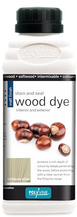 Polyvine Wood Dye – Interior Exterior Wood Colour Restorer – Quick Drying, Water Based Intermixable Woodwork Sealer Any Colour for Furniture, MDF, Ply, Hardwood, Softwood, Walnut, 500ml