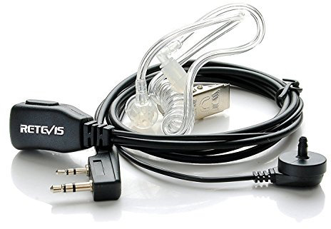 Retevis Funkgerät Headset 2 Pin Kompatibel mit Walkie Talkie JUCJET Retevis RT24 RT668 RT27 RT24V RT617 RT86 Baofeng UV-5R Plus BF-888S BF-88E Kenwood Sicherheits-Headset Kopfhörer Ohrhörer (1 Stuck)
