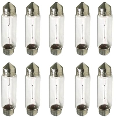 10 delar 12V halogenlampa, ersättningslampor för bilar och motorcyklar (T11 C10W 41mm 12V 10W)