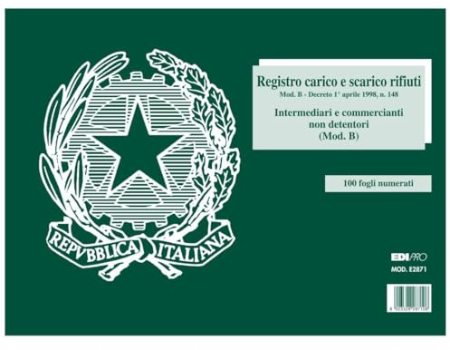 EDIPRO - E2871 - Blocco carico/scarico rifiuti non detentori (Modello B) 100 pagine numerate f.to 22,5x29,7