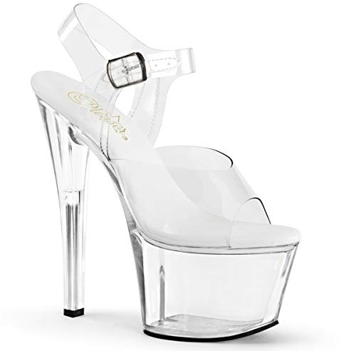 Pleaser Sky-308vl Sandales Ouvertes pour Femme, Transparent CLR CLR, 44 EU