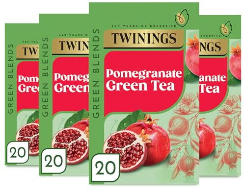 Twinings Green Tea & Pomegranate 80 Tea Bags (Multipack of 4 x 20 Bags)