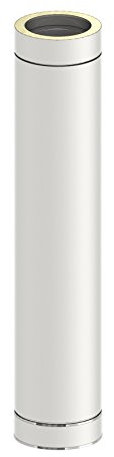 Schornstein - Längenelement DW doppelwandig, 1000mm Länge und 150mm Durchmesser, Innen/Außen je 0,5 mm Wandstärke, Edelstahl