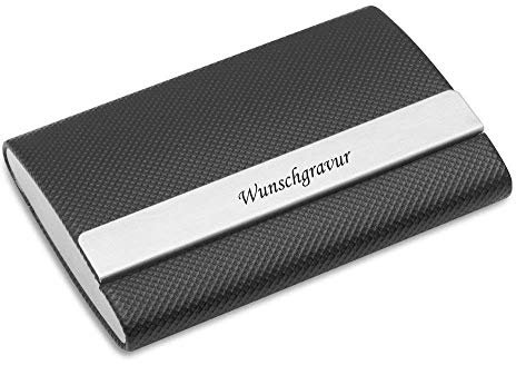 Visitenkartenetui Lederoptik Aluminium graviert Zwei separierten Fächern mit Gravur