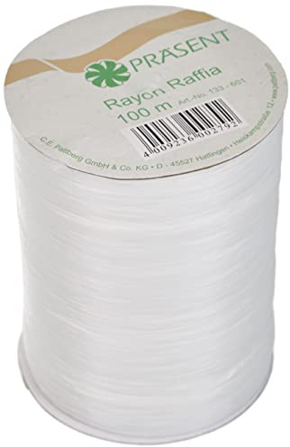 Präsent - Rayon rafia biodegradabile nastro bianco bobina 100 metri