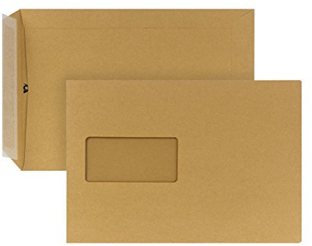 POSTHORN Versandtasche C5 (500 Stück), haftklebende Versandtaschen mit Fenster, braune Versandtaschen für die tägliche Korrespondenz, Geschäftspost und Co., 229 x 162 x1 mm, 90g/m²
