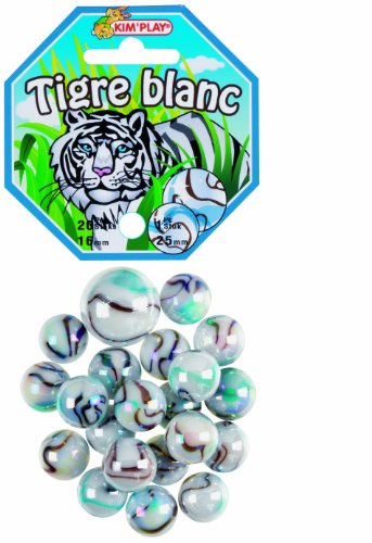 Kim'Play - 500827 - Jeu de Plein Air - 20 Billes + 1 Calots - Tigre Blanc , color/modelo surtido