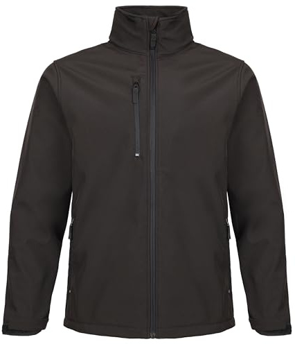 Fort - Selkirk Softshell Waterproof Jacket for Men - Size 3XL, Black - Windproof, Fleece-Lined Work Jacket with Adjustable Hem & Cuffs - Breathable Outdoor Rain Coats with Secure Zipped Pockets