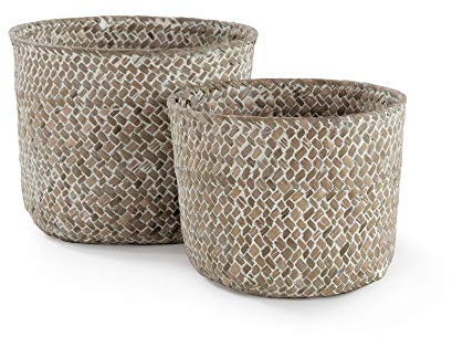 Compactor Lot de 2 Paniers de Rangement en Jonc de Mer Naturel Tressé à la Main, Beige, RAN6534