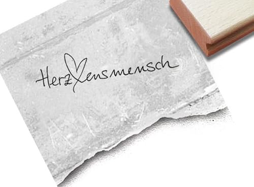 Stempel Textstempel Herzensmensch, Handschrift - Schriftstempel Liebe Freundschaft Karten Geschenkanhänger Deko Scrapbook Valentinstag - zAcheR-fineT