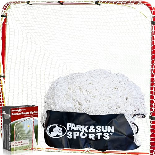Park & Sun Lacrosse Bungee Slip-Net Replacement Goal Braided Nylon Netting with 1-1/2 Mesh, Indoor/Outdoor, White, 6' W x 6' H x 7' D