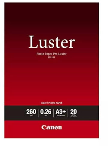 Canon Fotopapier Luster LU-101 glänzend weiß - (DIN A3+ 20 Blatt) für Tintenstrahldrucker - PIXMA Drucker 32,9x48,3 cm (260 g/qm) 242X047