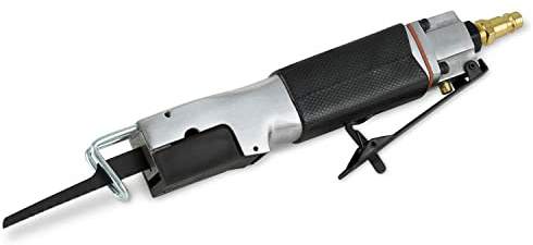 EBERTH Druckluft Karosseriesäge Stichsäge Druckluftsäge Metall Karosserie Säge, Stahl, Aluminium, Kunststoff, Blechsäge, 10.000 Schläge/Min., 2x Sägeblatt, 1/4 Druckluft Anschluss, 6 bar Arbeitsdruck