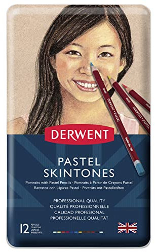 Derwent Pastel Portrait Pencils, Drawing & Writing, Set Of 12 Colouring Pencils For Portrait Drawing, Ideal For Blending & Detailing, Professional Quality, 2300563