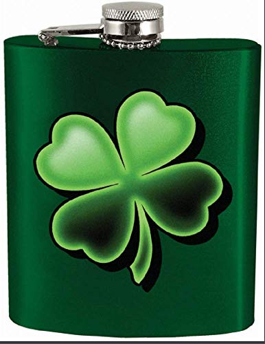 Spoontiques - St. Patrick's Day Irish Stainless Steel Hip Flask - Functional Drinkware - 7 Oz Liquid Capacity, Stainless Steel Refill Funnel - 4.75” Tall - Birthday, Bachelor or Bachelorette Party