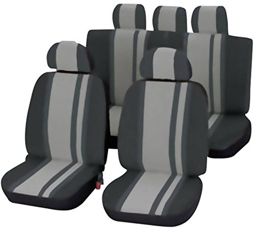 Unitec 84957 Sitzbezugset Newline, 14-teilig, Grau/Schwarz