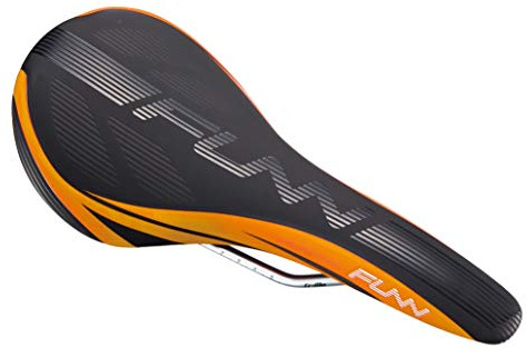 Funn Adlib Selle de Vélo de Montagne avec Rails en CrMo Durables, Siège de Vélo Résistant et Léger, Selle de Vélo en Cuir Vinyle à Forme Fine pour VTT, BMX et Vélo de Route (Orange)