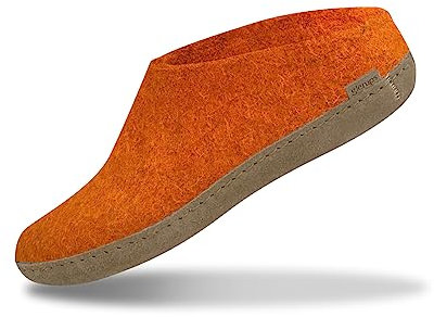 Glerups Hausschuhe Herren und Damen (Größe 47) | Komfortable Filzpantoffeln mit Weicher Sohle aus Leder | Praktische Pantoffeln Damen & Herren | Hausschuh Wolle | Comfortable Slippers Women & Men