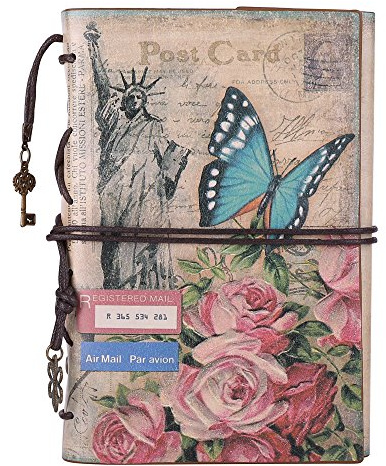 Leather Journal Notebook, MALEDEN Vintage Travel Journal for Women Refillable Sketchbook Diary Planner with Unlined Pages and Zipper Pocket
