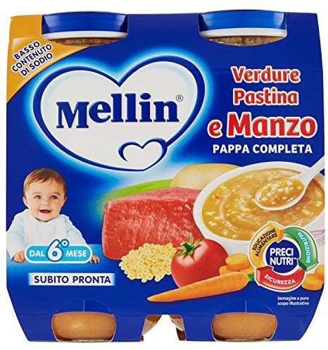 Mellin Pappa Completa Verdure Pastina e Manzo, Confezione da 2 x 250g
