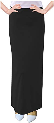 Baby'O Women's Basic Modest 37 Ankle Length Stretch Knit Straight Skirt (Black - 16)
