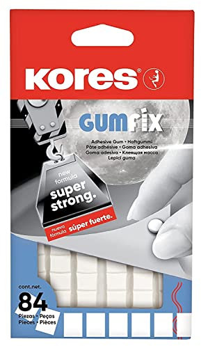 Kores – Gumfix vit häftstift – klibbig, återanvändbar och avtagbar självhäftande tuggummi, limprickar – kontorsmaterial, skolmaterial, kontorsmaterial – paket med 84 spetsar x 50 g