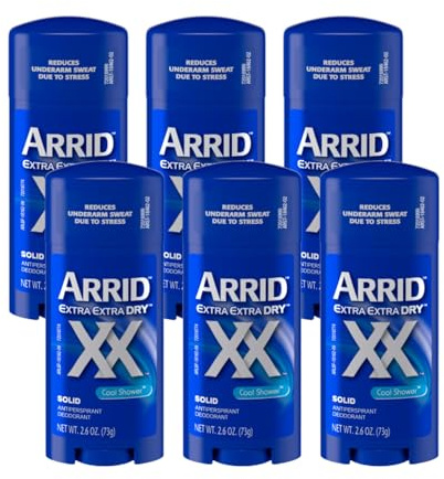 Arrid XX Extra Extra Dry Solid Antiperspirant Deodorant, Cool Shower, 2.6 oz , Pack of 6