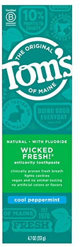 Tom's of Maine Wicked Fresh Fluoride Natural Toothpaste, Cool Peppermint, 4.7 Ounce