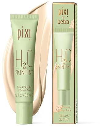 Pixi H2O SkinTint | Tinted Face Gel Moisturizer | Lightweight Hydrating Coverage with Hyaluronic Acid | Evens Skin Tone & Reduces Redness | Oil-Free Dewy Finish | Cream | 1.2 fl oz