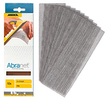 Mirka Abranet net sandpaper strips 80x230 mm/Hook & loop/Grit P80 / 10 pcs / AE175F1080 / for dust-free sanding of wood, walls, metal, aluminium, stainless steel, filler, varnish, plastic