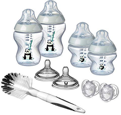 Tommee Tippee Babyfläschchen Set Closer to Nature Starter Set für Neugeborene, Ventil Anti-Kolik, BPA Frei, Modell Sortiert