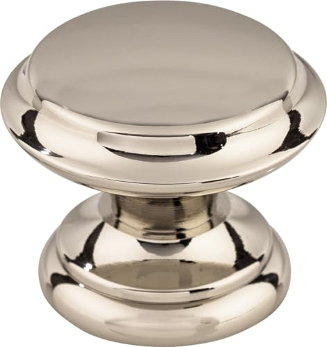 Top Knobs M1304 Asbury Collection 1-3/8 Flat Top Knob, Polished Nickel