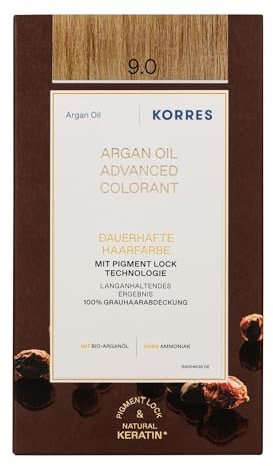 KORRES Argan Oil Colorant – ammoniakfreie Haarfarbe mit Bio-Arganöl Hell-Hellblond 9.0– 100% Grauhaarabdeckung & vegan für ein langanhaltendes Farbergebnis