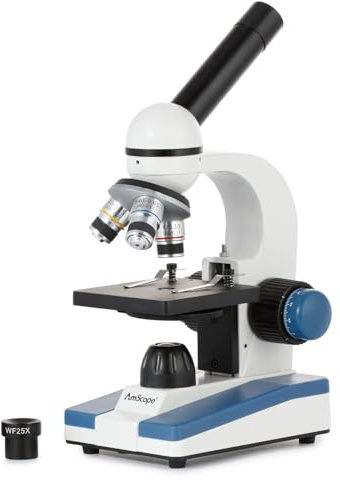 AmScope M150C / M150C-I 40X-1000X All-Metal Optical Glass Lenses Cordless LED Student Biological Compound Microscope