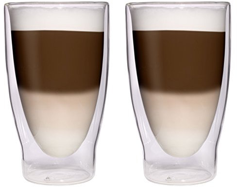 Acción: 2 copas de cóctel XXL de 370 ml, doble pared, vasos de té helado, vasos de zumo y agua, elegantes grandes térmicos con efecto flotante de Feelino