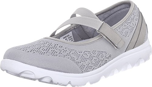 Propét TravelActiv, Zapatos Planos Mary Jane Mujer, Plata, 37.5 EU XX-Ancho