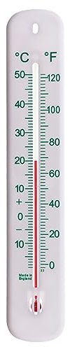 Termometro bianco per serra, 215 mm, accurato, per casa, giardino, serra, garage, ufficio, parete interna ed esterna