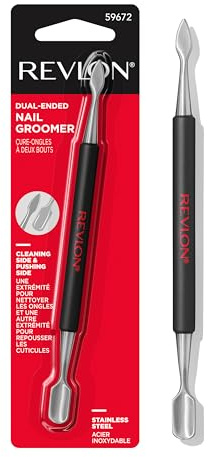 Revlon Expert Dual-Ended Nail Groomer, Stainless Steel Manicure Tool, Clean Under Fingernails and Lift Cuticles, 1 Count