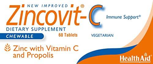 HealthAid Zincovit C – Zinc + Vitamin C Lozenges with Bee Propolis - Antioxidant & Immune Support Supplement - 60 Chewable Lozenges