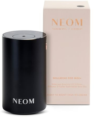 NEOM Wellbeing Pod Mini+ Essential Oil Diffuser, Black I Waterless and Wireless I Portable & Versatile - car, office or home I Up to 125 hours of natural fragrance use per charge