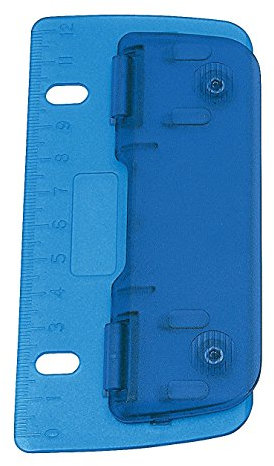 Wedo 67803 Pocket Hole Punch Plastic for Filing 8 cm Holes 2 Ages with 12 cm Scale Blue