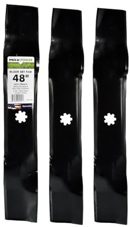 Maxpower 561812B Set of 3, 3-N-1 Blades for 48 Cut John Deere, Replaces AM137757, AM141035, GX21784, GY20852, Black