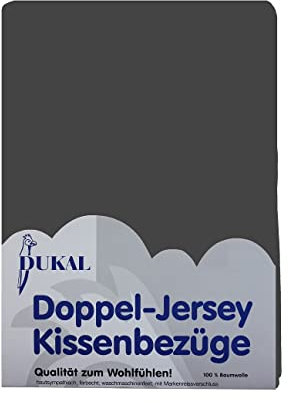 Dukal | Kissenbezug 40 x 80 cm | aus hochwertigem DOPPEL-Jersey | 100% Baumwolle | Farbe: anthrazit