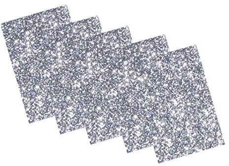 folia 231960 – Gomma espansa con Glitter su Un Lato, autoadesiva, 5 Fogli in Argento, 20 x 29 cm, Spessore Circa 2 mm, per Decorazioni, Fai da Te e creazione di Adesivi
