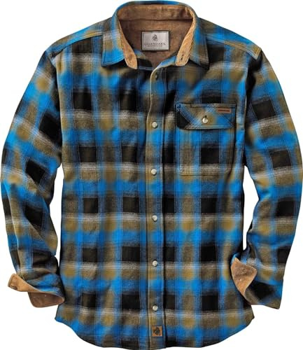 Legendary Whitetails Mens Long Sleeve Button Down 100% Cotton Flannel Shirt, Cobalt Plaid, Medium
