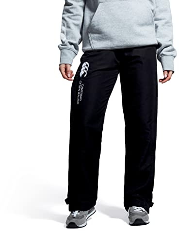 Canterbury Women's Open Hem Stadium Pants | Tracksuit/Lounge Pants | Jogging Bottoms | Durable | Full-Leg Size Zip Track Pants, Black, 18